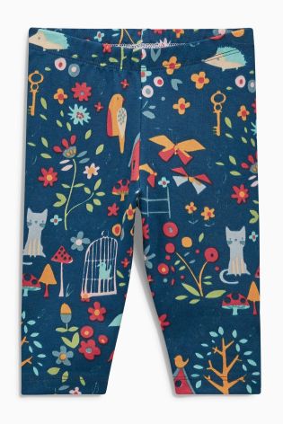 Navy Printed Leggings Two Pack (0mths-2yrs)